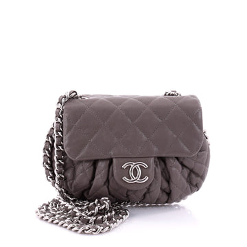 Chanel Chain Around Flap Bag Quilted Leather Small Gray 2729702