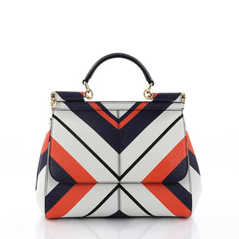 Dolce & Gabbana Miss Sicily Handbag Printed Leather Medium White 2729705