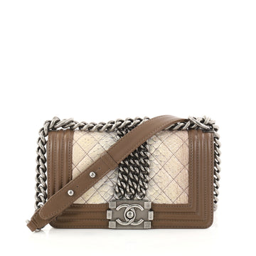 Chanel Chained Boy Flap Bag Quilted Python Small Neutral 2730902