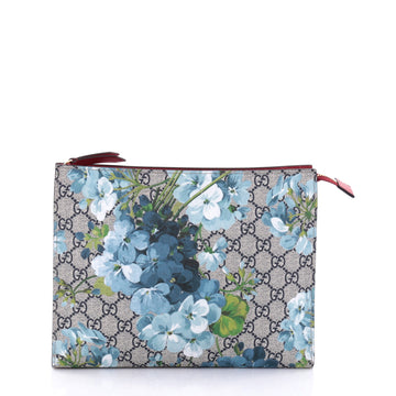 Gucci Toiletry Pouch Blooms Print GG Coated Canvas Large Gray 2732201