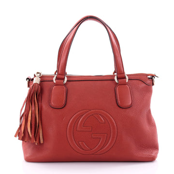 Gucci Soho Convertible Soft Top Handle Bag Leather Red 2732304