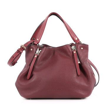 Burberry Maidstone Convertible Satchel Leather and House Check Canvas Small Red 2732801