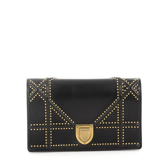 Christian Dior Diorama Wallet on Chain Studded Leather Black 2733704