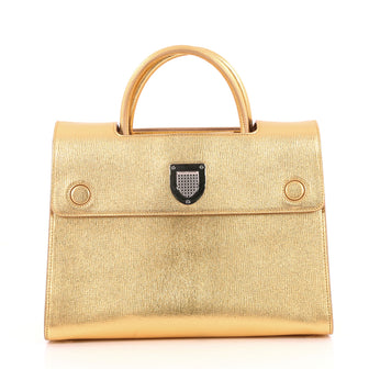Christian Dior Diorever Top Handle Bag Leather Medium Gold 2733706