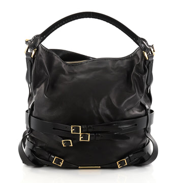 Burberry Bridle Gosford Hobo Leather Medium Black 2734201