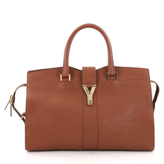 Saint Laurent Chyc Cabas Tote Leather Medium Brown 2735701