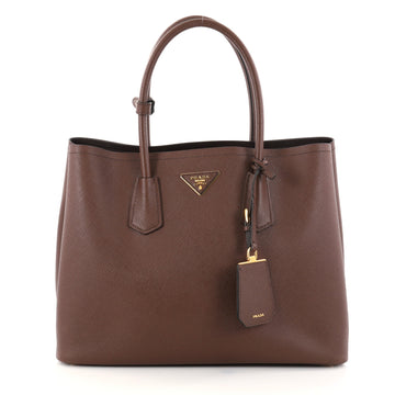 Prada Cuir Double Tote Saffiano Leather Medium Brown 2737501