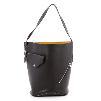 Celine Biker Bucket Shoulder Bag Calfskin Small Black 2737903