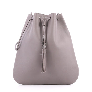 Saint Laurent Jen Flat Handbag Leather Medium Gray 2737904