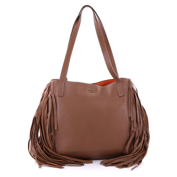 Prada Fringe Tote Cervo Leather Large Brown 2738402