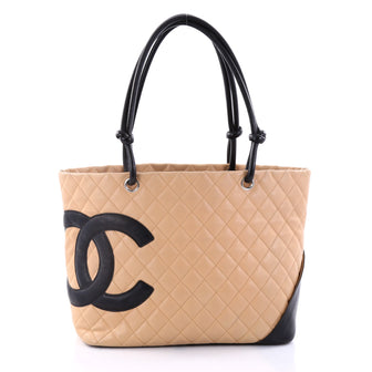 Chanel Cambon Tote Quilted Leather Large Neutral 2738501