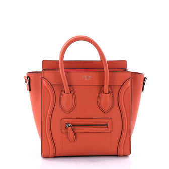 Celine Luggage Handbag Grainy Leather Nano Orange 2740901
