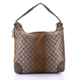Gucci Heart Bit Hobo Monogram Lurex Medium Brown 2741801