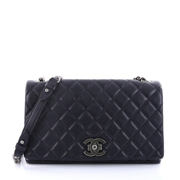 Chanel City Rock Flap Bag Quilted Goatskin Large Blue 2742601