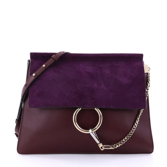 Chloe Faye Shoulder Bag Leather and Suede Medium Purple 2742701