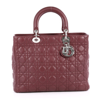 Christian Dior Lady Dior Handbag Cannage Quilt Lambskin Large Red 2743502