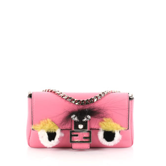 Fendi Monster Baguette Leather and Fur Micro Pink 2743901