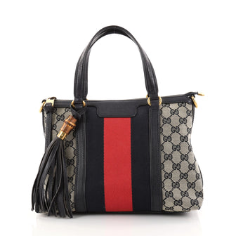 Gucci Rania Convertible Top Handle Bag Web GG Canvas Small Gray 2744401