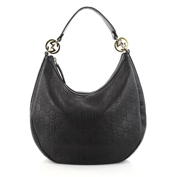 Gucci Twins Hobo Guccissima Leather Medium Black 2744402