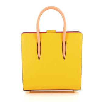 Christian Louboutin Paloma Tote Leather with Africube Textile Small Yellow 2745501