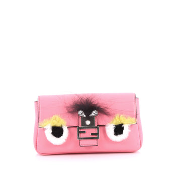 Fendi Monster Baguette Leather and Fur Micro Pink 2746201
