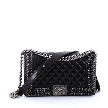 Chanel Chained Boy Flap Bag Quilted Glazed Calfskin Old 2746801