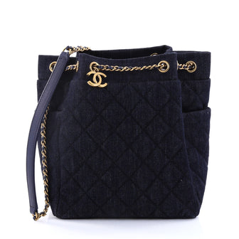 Chanel Urban Spirit Drawstring Bag Quilted Denim Small 2747201