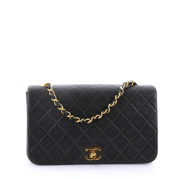 Chanel Vintage Full Flap Bag Quilted Lambskin Mini Green 2747801