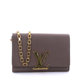 Louis Vuitton Chain Louise Clutch Leather GM Brown 2748102