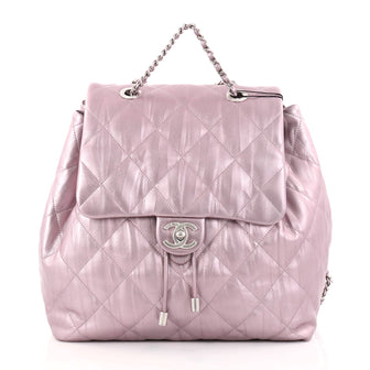 Chanel Ground Control Flap Backpack Quilted Iridescent purple 2749401