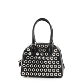 Alaia Zip Around Convertible Satchel Grommet Embellished Leather Mini Black 2750401
