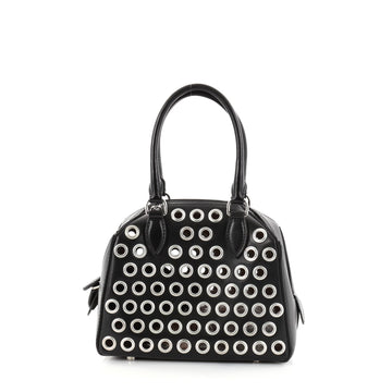 Alaia Zip Around Convertible Satchel Grommet Embellished Leather Mini Black 2750401