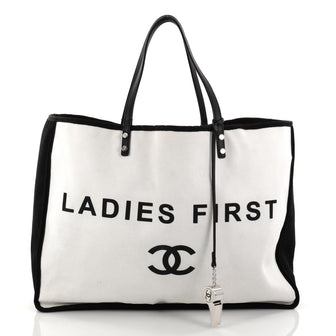 Chanel Let's Demonstrate Tote Canvas Large White 2752701