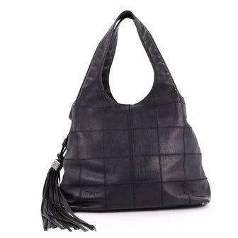 Chanel Square Stitch Tassel Hobo Quilted Leather Large black 2753502