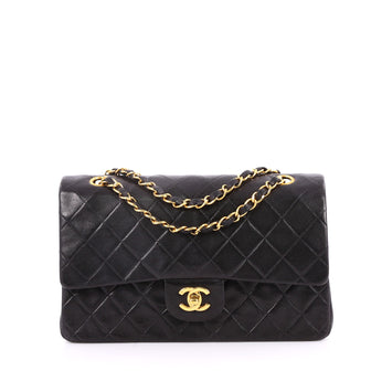 Chanel Vintage Classic Double Flap Bag Quilted Lambskin Black 2753801