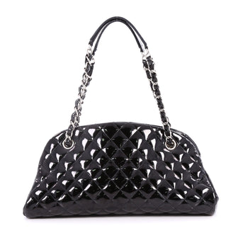 Chanel Just Mademoiselle Handbag Quilted Patent Medium black 2754103