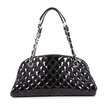 Chanel Just Mademoiselle Handbag Quilted Patent Medium black 2754103