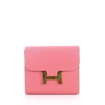 Hermes Constance Wallet Tadelakt Compact Pink 2754201