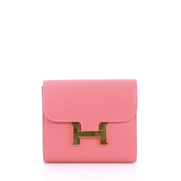Hermes Constance Wallet Tadelakt Compact Pink 2754201