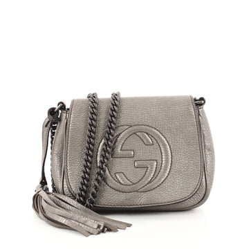 Gucci Soho Chain Crossbody Bag Leather Small Gray 2754902