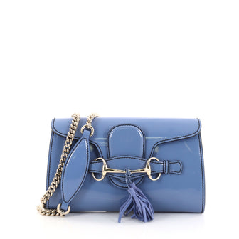 Gucci Emily Chain Flap Bag Patent Small Blue 2755504