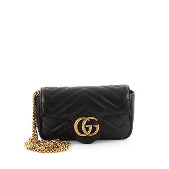 Gucci GG Marmont Flap Bag Matelasse Leather Super Mini Black 2755601
