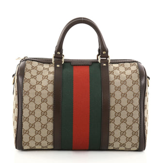 Gucci Vintage Web Boston Bag GG Canvas Medium Brown 2756302