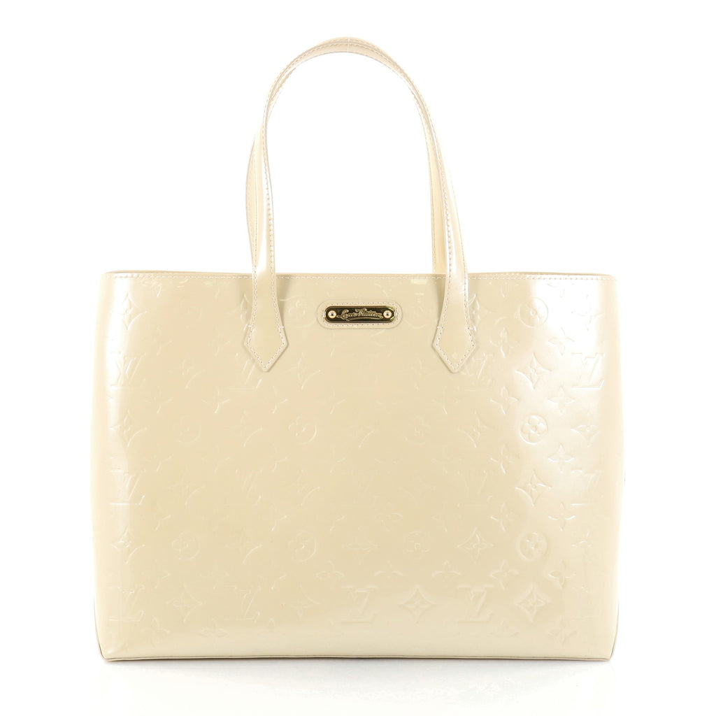 Louis Vuitton White Monogram Vernis Leather Wilshire MM Tote Bag
