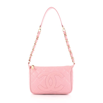 Chanel Timeless CC Chain Pochette Quilted Caviar Pink 2761202