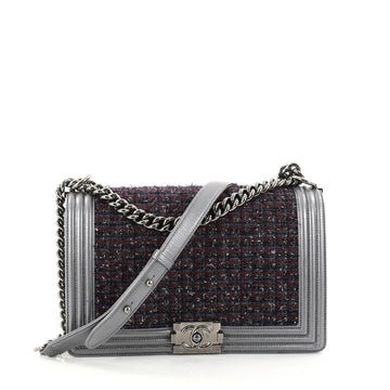 Chanel Boy Flap Bag Quilted Tweed New Medium Purple 2761901