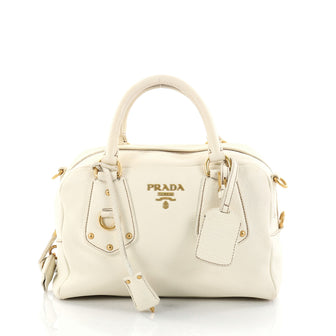 Prada Convertible Bauletto Bag Vitello Daino Small White 2762105