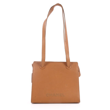 Chanel Vintage Logo Tote Caviar Medium Brown 2762502