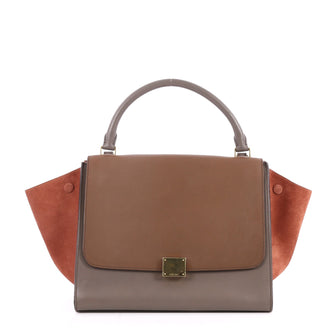 Celine Tricolor Trapeze Handbag Leather Small Brown 2762801