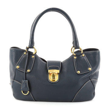 Prada Pushlock Tote Vitello Daino Medium Blue 2764301